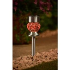 Crystal Top Glass Solar Post Light 4pk 8 Crystal Top Glass Solar Post Light 4pk -Green Joy Store 341965 4pk crystal top post light red solar1