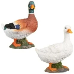 B&M Resin Duck Garden Ornament - White -Green Joy Store 342055 resin duck ornament group