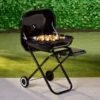 Folding Barbecue With Shelf -Green Joy Store 353343 folding bbq on wheels with shelf black 3