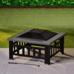 B&M Atlanta Square Firepit -Green Joy Store 353356 atlanta square fire pit