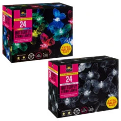 B&M 24 Solar LED Butterfly String Lights - White -Green Joy Store 353457 24 string lights butterfly group