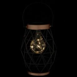 B&M Metal Hexagonal Solar Lantern - Copper -Green Joy Store 353880 24cm metal hexagonal solar lantern copper trim