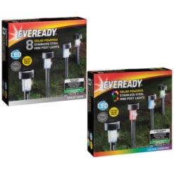 Eveready Solar Powered Post Lights 8pk - Colour Changing -Green Joy Store 366414 366416 8pk eveready soloar powered mini post lights main