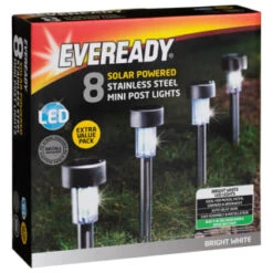 Eveready Mini Solar Lighting Posts 8pk - Colour Changing -Green Joy Store 366414 8pk eveready soloar powered mini post lights bright white