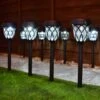 Solar Powered Windsor Black Post Lights - White 8pk 1 Solar Powered Windsor Black Post Lights - White 8pk -Green Joy Store 366418 8pk windsor post lights white led