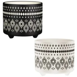 B&M Urban Eden Embossed Footed Planters 3pk - Black 11 B&M Urban Eden Embossed Footed Planters 3pk - Black -Green Joy Store 366531 3pk urban eden plant pot on tripod stand group