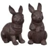 B&M Garden Rabbit Ornaments 2pk - Cast Iron Effect -Green Joy Store 366608 2pk rabbit garden ornaments iron effect