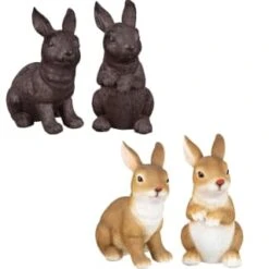B&M Garden Rabbit Ornaments 2pk - Cast Iron Effect -Green Joy Store 366608 2pk rabbit garden ornaments main