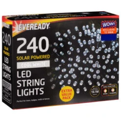 Eveready Solar Powered LED String Lights 240pk - Cool White -Green Joy Store 379219 eveready 240 soloar powered led string lights