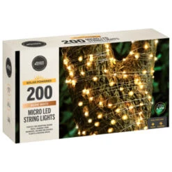Solar Powered Micro LED Lights 200pk - Warm White -Green Joy Store 379225 200 solar powered micro led string lights warm white 21