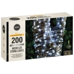 Solar Powered Micro LED Lights 200pk - Cool White -Green Joy Store 379228 200 solar powered micro led string lights cool white 3