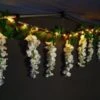 Solar Powered 180cm Artificial Leaf Garland With Wisteria Flowers - Warm White -Green Joy Store 379258 180cm solar powered artificial leaf garland with wisteria flowers 20 warm white micro leds 2