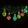 Solar Powered 12 Coloured Light Bulb String LED Lights - Warm White -Green Joy Store 379261 12pk mason and jones string lights coloured light buld warm white