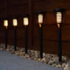 Morocco Solar Powered Post Lights - Flame Effect 5pk -Green Joy Store 379318 morocco 5pk solar powered post lights flame effect