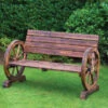 B&M Burntwood Wagon Wheel 2 Seater Bench 2 B&M Burntwood Wagon Wheel 2 Seater Bench -Green Joy Store 379387 burntwood wagon wheel 2 seater bench