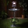 4-in-1 Bird Bath With Planter & Solar Light - Pewter -Green Joy Store 379482 4 in 1 pewter bird bath feeder solar light planter 2
