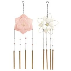 B&M Flower Windchime - Pink -Green Joy Store 379613 boho garden flower tubular windchime group