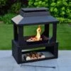 Belmont Log Burner With Log Storage Tray -Green Joy Store 379731 belmont log burner with log storage tray 2