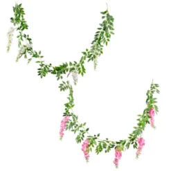 B&M Artificial Wisteria Garland 180cm - Pink -Green Joy Store 379981 wisteria garland 180cm group