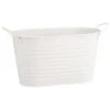 B&M Ribbed Matt Tin Trough With Handles - Cream -Green Joy Store 392741 simply garden ribbed tin trough white