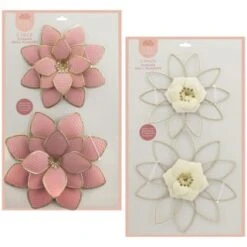 B&M Flower Wall Plaques 2pk - Pink -Green Joy Store 392757 2pk metal wall flowers group