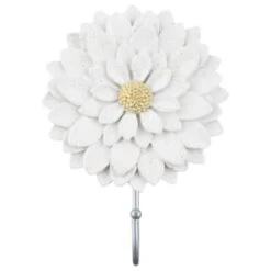 B&M Flower Wall Hook - Cream -Green Joy Store 392759 flower wall hook white 2