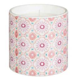 B&M Ceramic Candle With Wooden Lid - White -Green Joy Store 392775 large printed ceramic candle with wooden lid white 3