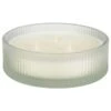 B&M Frosted 3 Wick Candle - White -Green Joy Store 392776 frosted ribbed glass 3 wick candle white