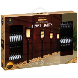 Morocco Solar Powered Flame Effect Post Lights 4pk 6 Morocco Solar Powered Flame Effect Post Lights 4pk - Image 4