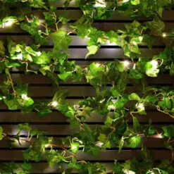 Solar Powered Artificial Ivy Garland 5m -Green Joy Store 392926 5m ivy garland with 60 warm white solar leds 21