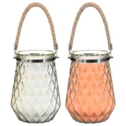 B&M Large Faceted Glass Candle With Rope Handle - Cream 9 B&M Large Faceted Glass Candle With Rope Handle - Cream -Green Joy Store 392940 superbloom large faceted glass candle with rope handle group 2