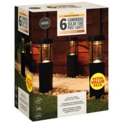 Cambridge Solar Powered Tube Post Lights 6pk -Green Joy Store 392998 cambridge solar powered tube post lights 6pk 3