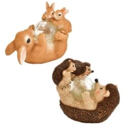 B&M Resin Rabbit Family With Solar Light -Green Joy Store 393078 resin family with solar light hedgehog