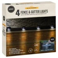 Solar Powered Fence & Gutter Lights - Black 4pk -Green Joy Store 393085 4pk solar powered fence and gutter lights black 3