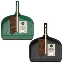 Heavy Duty Dustpan & Bassine Brush Set - Black -Green Joy Store 393245 heavy duty dustpan and bassine brush set group