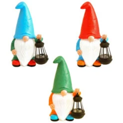 B&M Garden Gonk Ornament With Solar Lantern - Red -Green Joy Store 393259 garden gonk ornament with solar lantern group