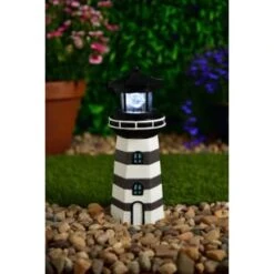 B&M Lighthouse Ornament With Rotating Solar Light - Grey 6 B&M Lighthouse Ornament With Rotating Solar Light - Grey -Green Joy Store 393263 lighthouse ornament with rotating solar light grey