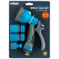 B&M Rolson 7 Function Spray Gun Set -Green Joy Store 393301 rolson 7 dial spray gun and fittings