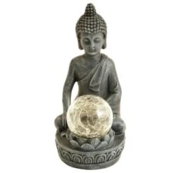 B&M Assorted Sitting Solar Buddha Garden Ornament 11 B&M Assorted Sitting Solar Buddha Garden Ornament -Green Joy Store 393441 sitting buddha garden ornament with solar crackle ball 5