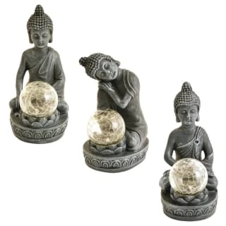 B&M Assorted Sitting Solar Buddha Garden Ornament 3 B&M Assorted Sitting Solar Buddha Garden Ornament