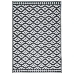 B&M Large Outdoor Rug 1.2 X 1.8m - Black 7 B&M Large Outdoor Rug 1.2 X 1.8m - Black -Green Joy Store 397836 rug black aztec 1 2x1 8m